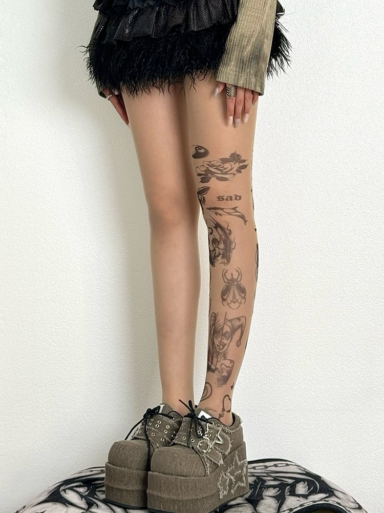 Tights Girl Cartoon Rosette Nude Butterfly And Print