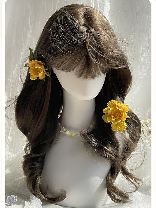 Brown 60CM Wavy Wig Bangs With Length