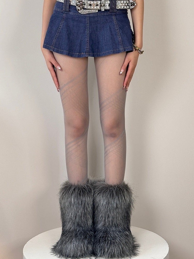 Crisscorss Y2K Black/White/Gray Banded Tights