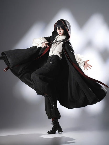 Black Ouji Lolita Knickerbockers Red Cuffs Pants