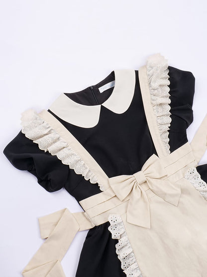 Black and Beige Maid Lolita Apron Dress