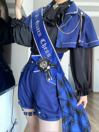 Dark Blue Ravenclaw Ouji Lolita Set Cape + High Waist Shorts