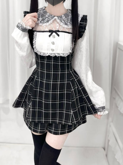 Peter Pan Collar Long Sleeves Dress Shorts