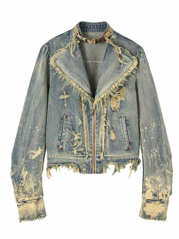 Vintage Punk Blue Washed Denim Jacket