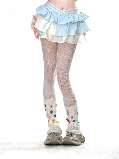 Apricot & Blue Pointed Waistband Waist Tiered Ruffles Glamorous Mini Skirt