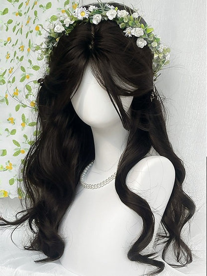 Tea 68CM Wig Length Bangs Black With Wavy