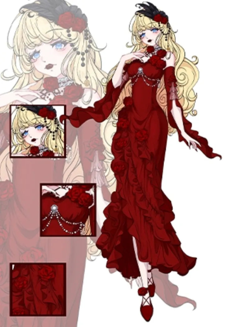Flounce Sleeves Gown Mermaid Dress Rosette Evening Detachable with Red Burgundy