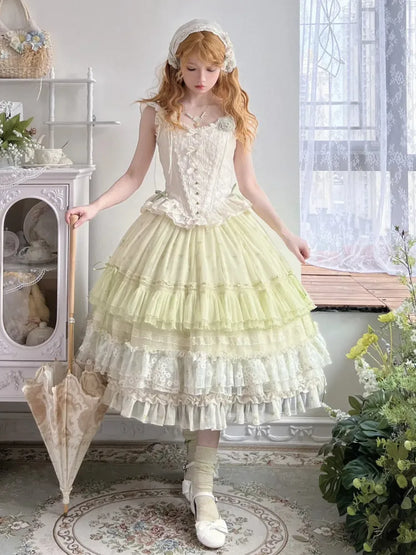 Ivory Bead Details Fabric Heart Corset Jacquard Boned Top