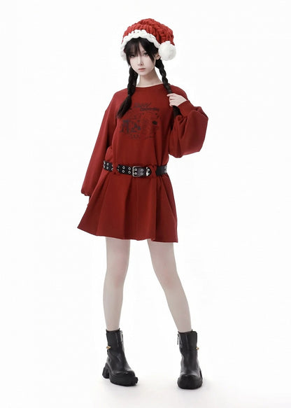 Christmas Puppy Red Dress with Red Shorts