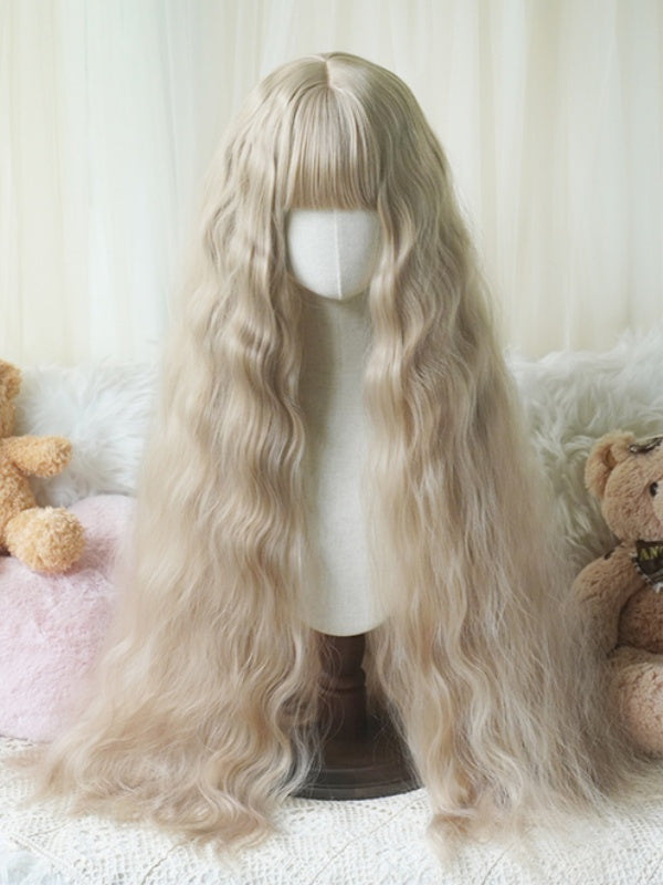 Caramel/Blonde/Orange/Light Blonde Hip Length Curly Wig With Full Bangs