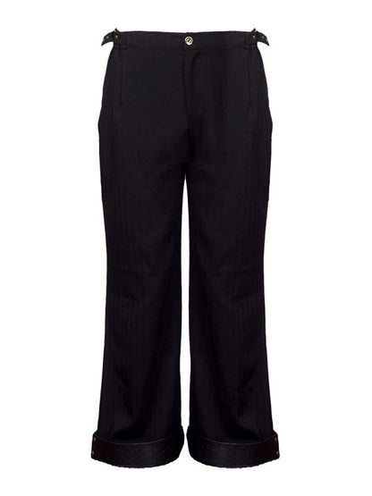 Scale PU Steampunk With Pattern Cuffs Black Pants