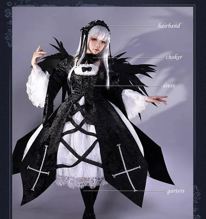 Rozen Maiden Mercury Lamp Black and White Dress Lolita-Style Cosplay Costume