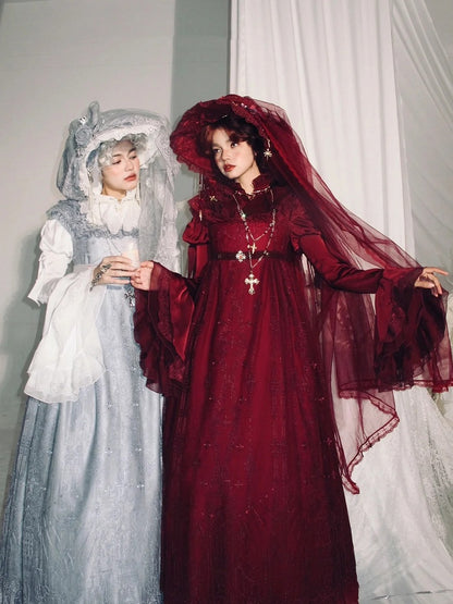 Robe taille empire cathédrale rouge style gothique Lolita JSK