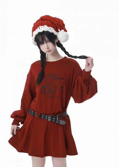Christmas Puppy Red Dress with Red Shorts