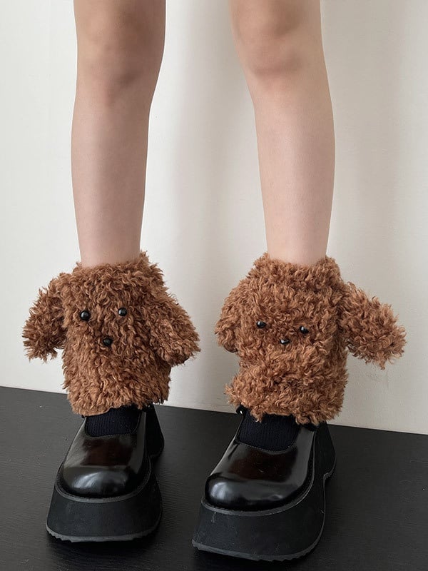 Cute White/Khaki/Grey/Brown Y2K Puppy-shaped Leg Warmers