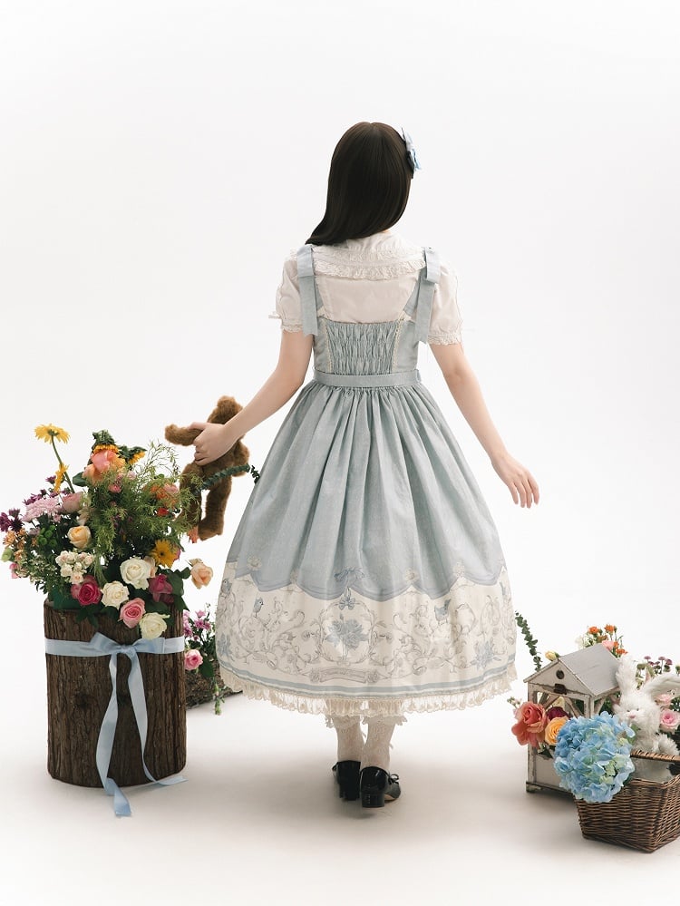 Lolita Skirt and Blue Print Jumper Floral Titmouse