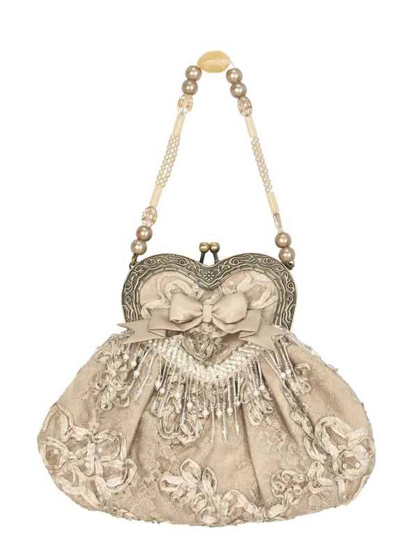 Bead Tassels Vintage Hand Kiss-lock Bag Closure