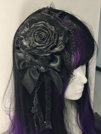 Black Gothic Floral Hairclip