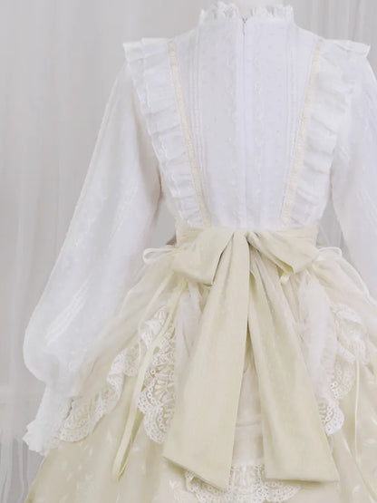 White Embroidery Tulip One Applique and Bodice Piece Yellow