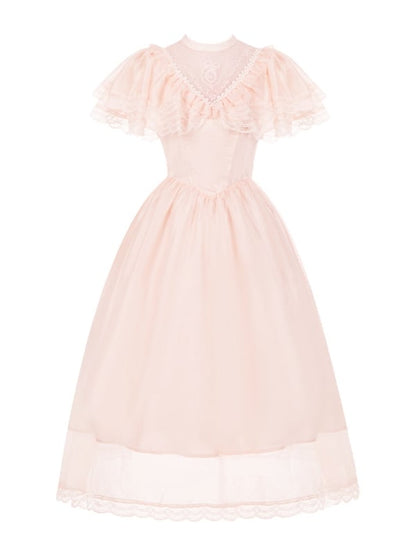 Lolita Piece Elegant Illusion Neck Waist Dress Basque Pink One Edward Neckline