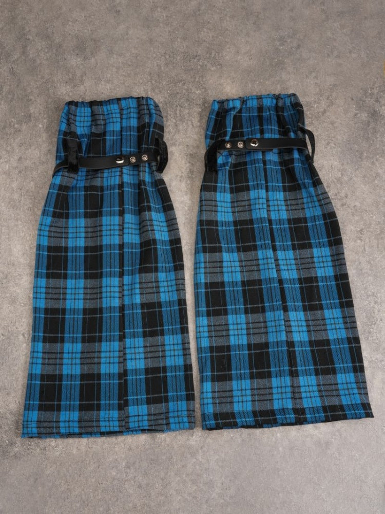 Pins Black and Blue Plaid Leg Sleeves