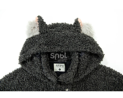Coat Ears Hooded Fleece Wolf Gray