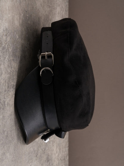 Charm Black Gothic Buckle Design Beret Bell Bowknot Hat Decorated