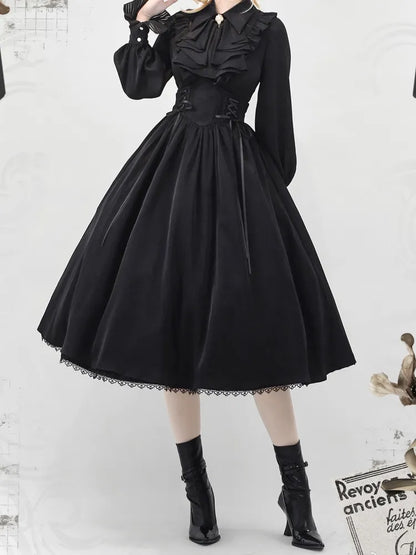 Black Boned Lolita Elegant Belt High Reversible Corset Skirt Waist