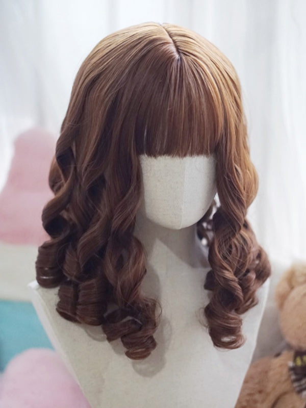 Blonde/Brown/Black/White/Red Above Bust Length Roman Curly Wig With Full Bangs