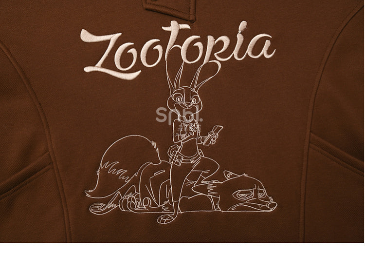 Zootopia Judy and Nick Graphic Brown Hoodie