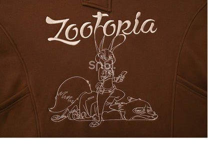 Zootopia Judy and Nick Graphic Brown Hoodie