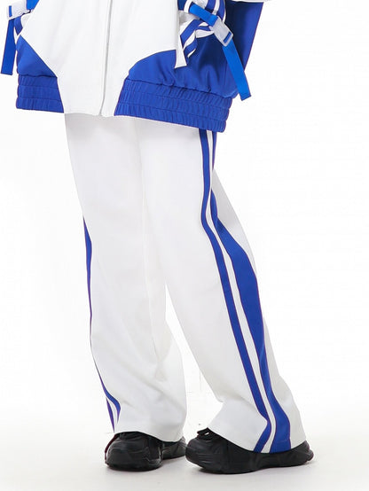 White and Blue Stripes Jirai Kei Sweatpants