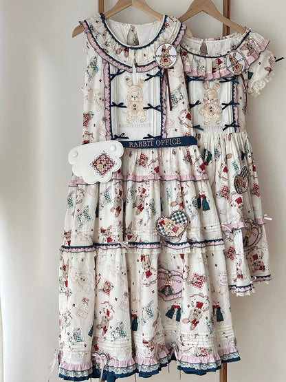 Robe Lolita confortable sans manches en coton à imprimé lapin mignon