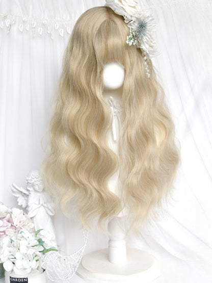 Full Wavy Wig With Length Blonde Bangs 65CM