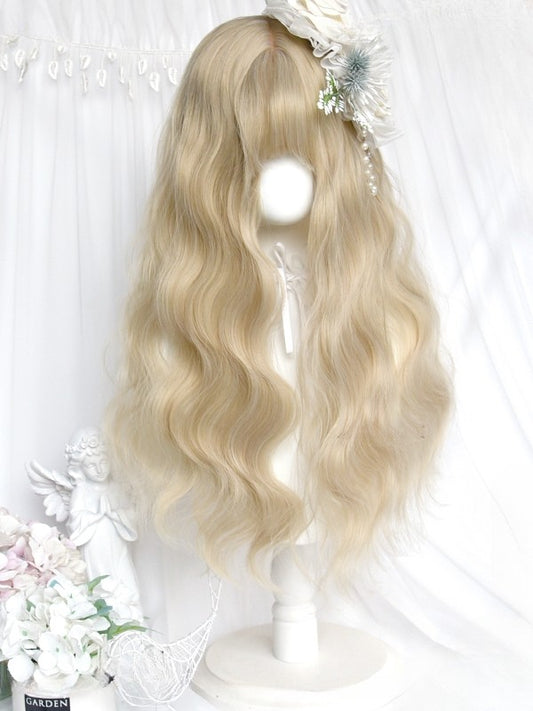 Full Wavy Wig With Length Blonde Bangs 65CM