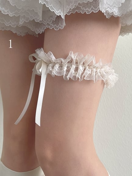 with Loop Over-Knee Leg Stockings Beige Lace