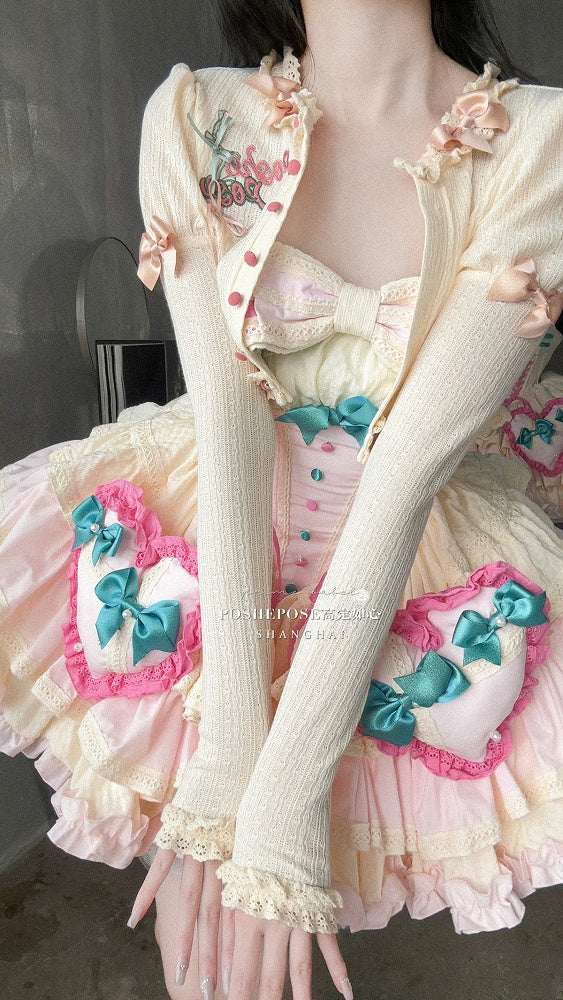 Creamy Embroidery Detail Long Sleeves Knitted Top