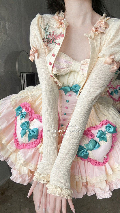 Creamy Embroidery Detail Long Sleeves Knitted Top