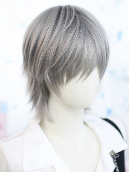 Short Ouji Gray Wig Straight 25-30CM