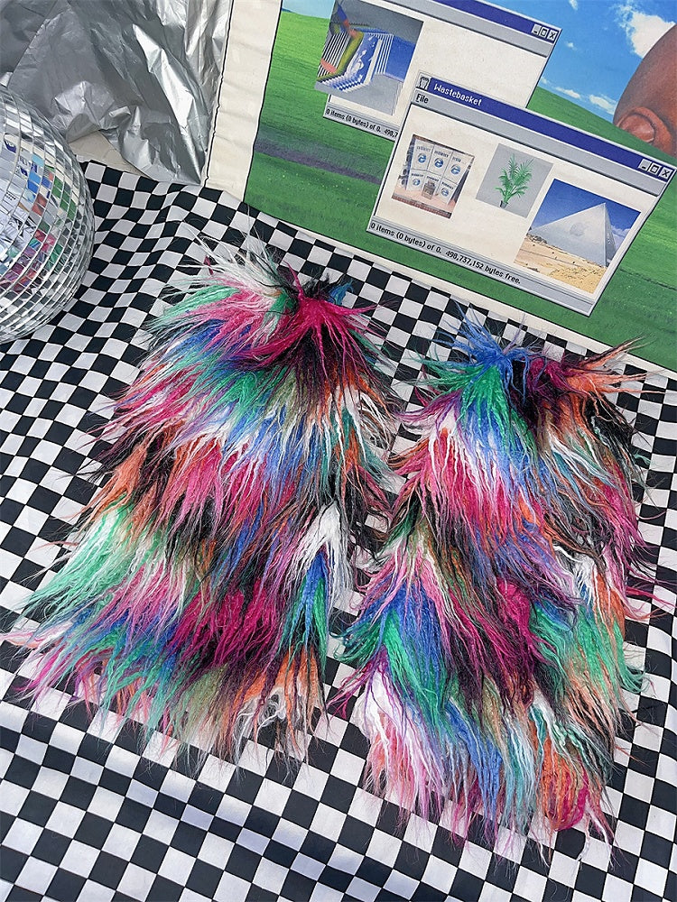 Colorful Faux Fur Shaggy Leg Warmers