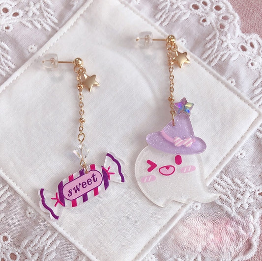 Candy Ear und Star Charms Ghost Purple Ohrstecker mit