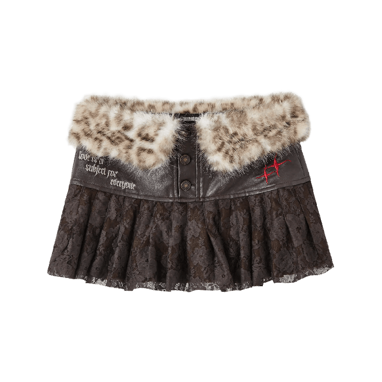 Saum Mode Mini Plüsch Leopard Taille Millard Gyaru Spitze Patches Kaffee Glamourösen Rock