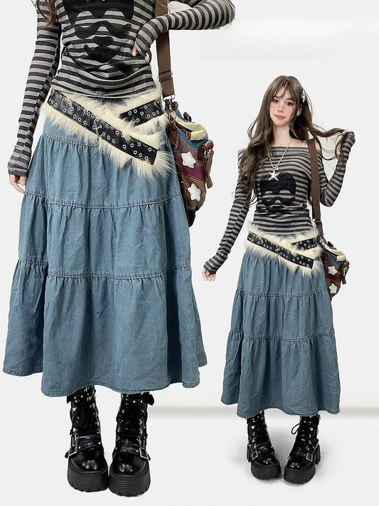 Blue Kawaii Skirt Daily Denim