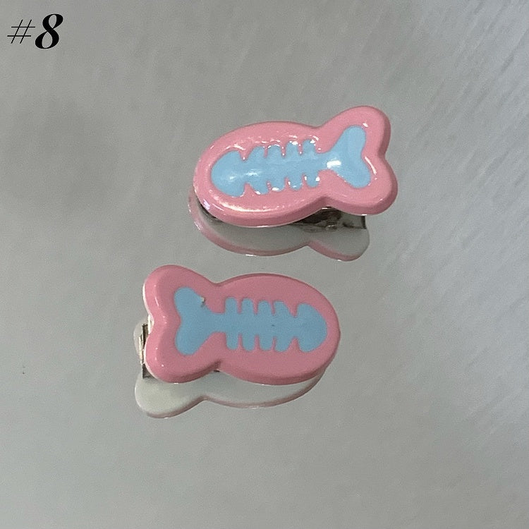 Barrettes à cheveux en forme d'os/de poisson Y2K