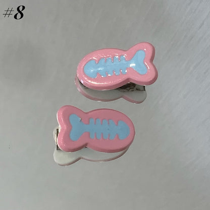 Barrettes à cheveux en forme d'os/de poisson Y2K