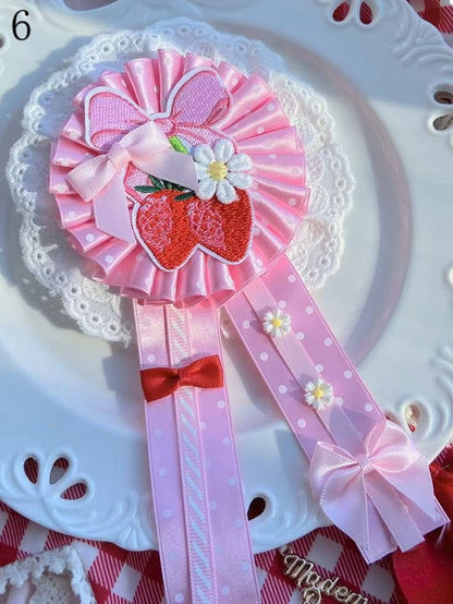 Applique 7 Bowknot Cherry/Strawberry/Cake Options Details