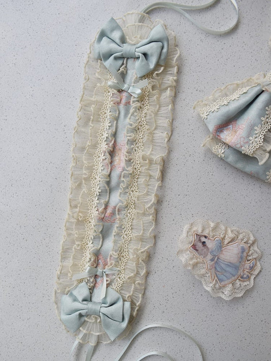 / Beige Blau Rosa Haarband Mint