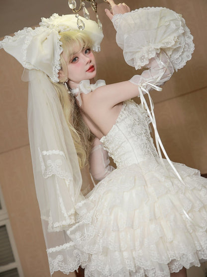 Bow Big Veil Head Creamy