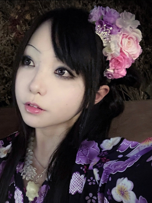 Decorated Crown PinkPurple Hairclip Design Floral