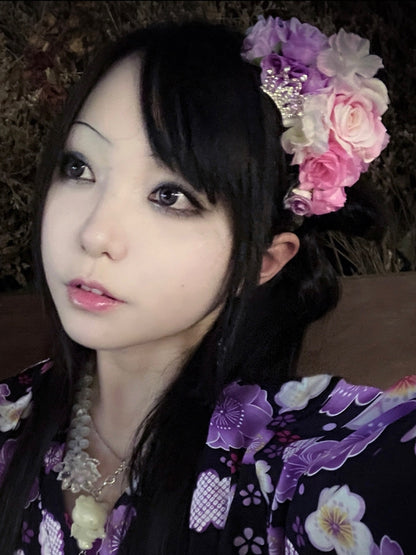 Decorated Crown PinkPurple Hairclip Design Floral